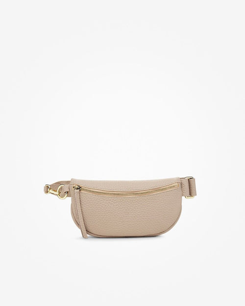 Natural Grain Leather Dual Zip Adjustable Strap Belt Bag