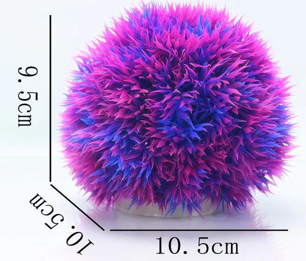 Spherical Faux Aquatic Bush Ornament for Fish Tank Landscaping