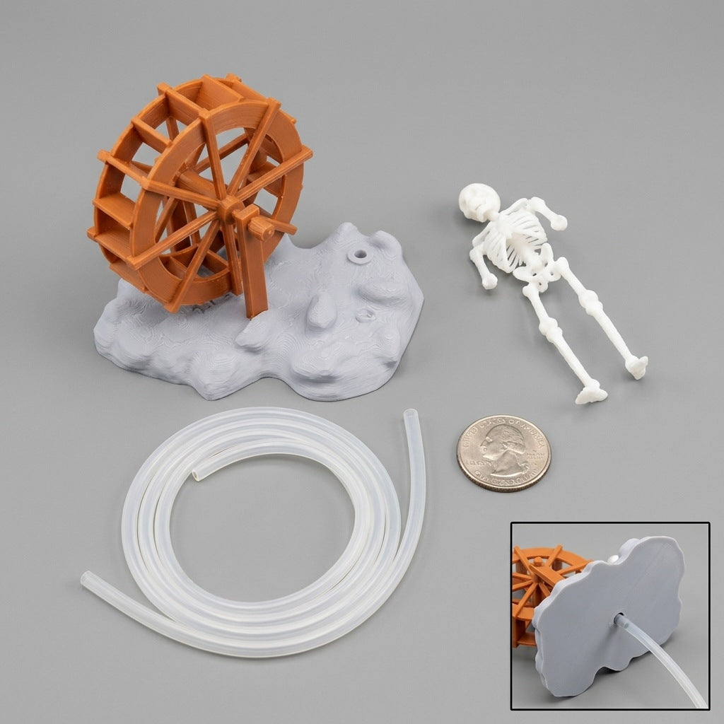 Underwater Spinning Water Wheel Skeleton Tank Ornament