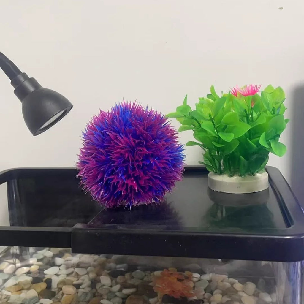 Spherical Faux Aquatic Bush Ornament for Fish Tank Landscaping