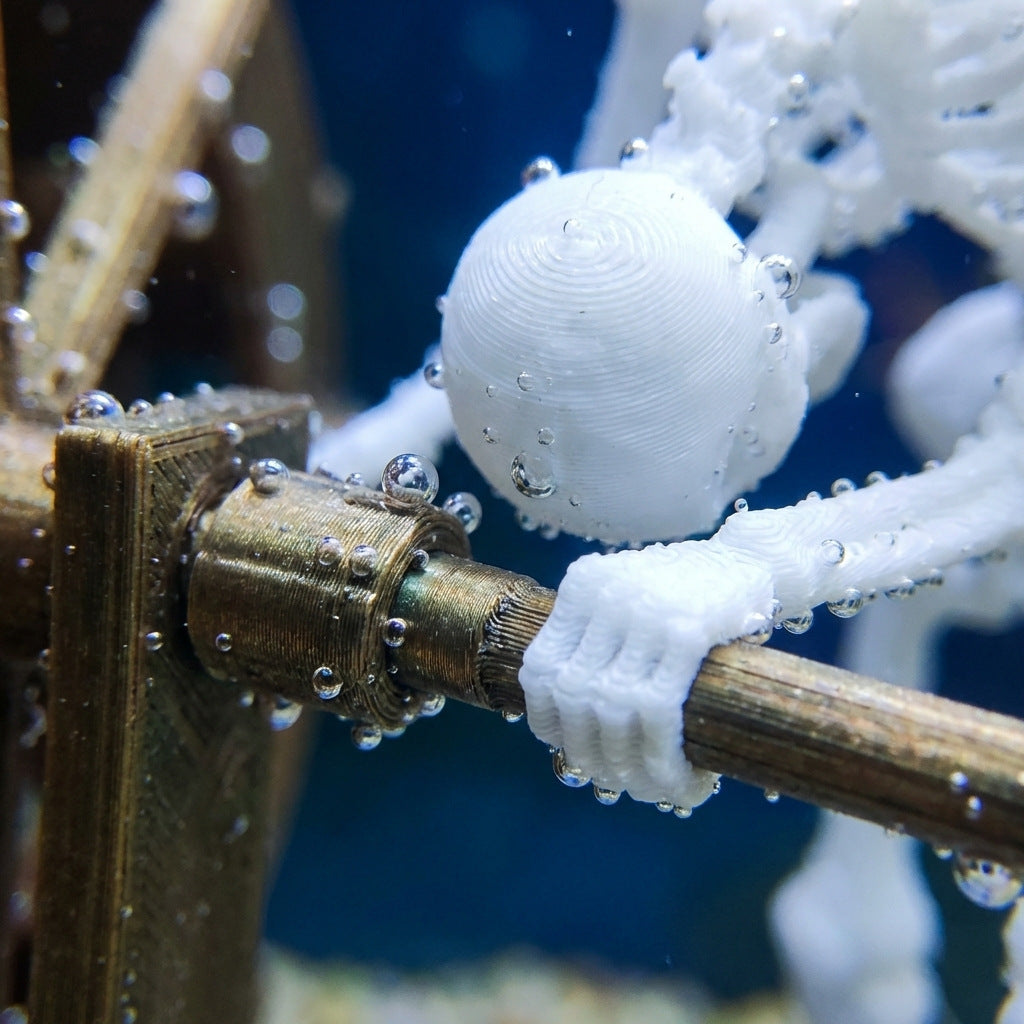 Underwater Spinning Water Wheel Skeleton Tank Ornament